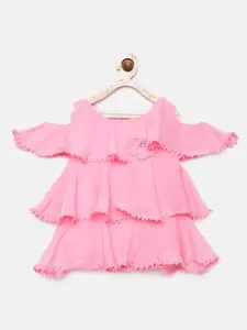 Tiny Girl Pink Solid Tiered Top