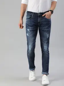 SPYKAR Men Blue Skinny Fit Low-Rise Mildly Distressed Stretchable Jeans