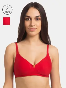 Tweens Pack of 2 Red Solid Non-Wired Non Padded T-shirt Bras TW-301-RD
