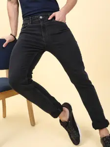 The Indian Garage Co Men Black Slim Fit Mid-Rise Clean Look Jeans