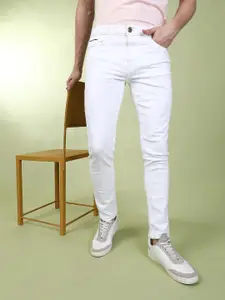 The Indian Garage Co Men White Slim Fit Stretchable Jeans