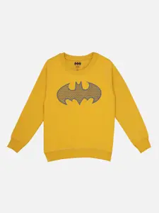 Kids Ville Boys Mustard Yellow & Grey Batman Printed Sweatshirt