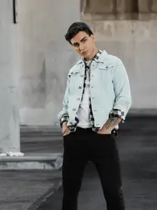 Roadster Men Blue Solid Denim Jacket