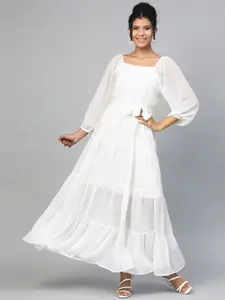 SASSAFRAS White Tiered Maxi Dress