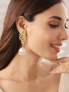 Rubans Gold-Plated & Silver-Toned Handcrafted Dome Shaped Jhumkas