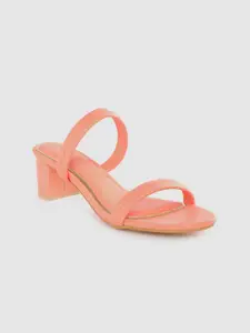 CORSICA Women Peach-Coloured Solid Block Heels