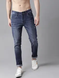 Roadster Men Navy Blue Skinny Fit Mid-Rise Low Distress Stretchable Jeans