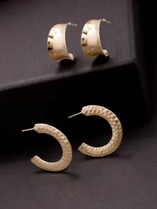 TOKYO TALKIES X rubans FASHION ACCESSORIES Set of 2 Gold-Toned Classic Half Hoop Earrings