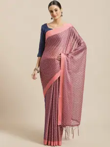 Saree mall Pink & Blue Dobby Weave Saree