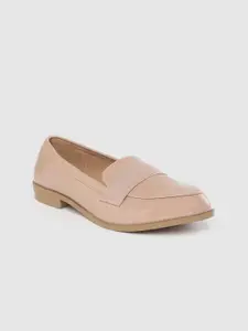 DOROTHY PERKINS Women Peach-Coloured Wide Fit Solid Loafers
