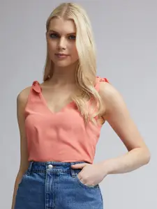 DOROTHY PERKINS Women Peach-Coloured Solid Top