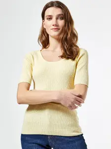 DOROTHY PERKINS Women Yellow Ribbed Fitted Top