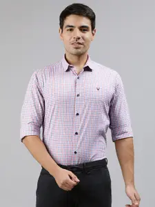 Allen Solly Men White & Red Regular Fit Checked Smart Casual Shirt