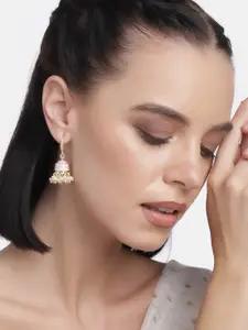 LAIDA Gold-Plated & Pink Dome Shaped Jhumkas