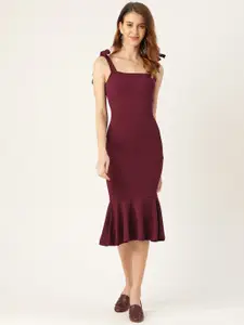 Veni Vidi Vici Women Burgundy Solid Bodycon Dress