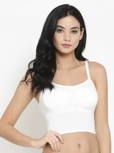 Laceandme White Solid Non-Wired Lightly Padded Styled back bralette 6319
