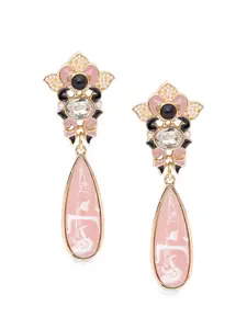 Globus Rose Gold & Pink Teardrop Shaped Drop Earrings