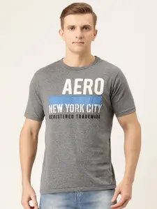 Aeropostale Men Grey Printed Round Neck T-shirt