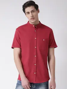 Club York Men Red Regular Fit Solid Casual Shirt