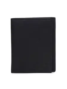 Bern Men Black Solid Leather Three Fold Wallet