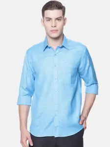 Ramraj Men Turquoise Blue Original Regular Fit Solid Formal Shirt