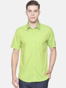 Ramraj Men Lime Green Smart Slim Fit Solid Formal Shirt