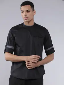 HIGHLANDER Men Black Slim Fit Solid Casual Shirt