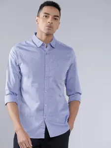 HIGHLANDER Men Blue Slim Fit Solid Casual Shirt