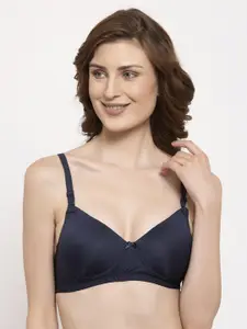 PrettyCat Blue Solid Non-Wired Lightly Padded T-shirt Bra