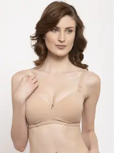 PrettyCat Beige Solid Non-Wired Lightly Padded T-shirt Bra PC-BR-6020