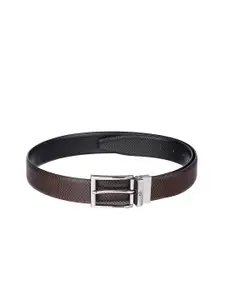 Kara Men Black & Brown Textured Leather Reversible Belt