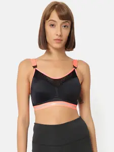 Cultsport Black Solid Non-Wired Lightly Padded Antimicrobial Sports Bra AW19WS1233A