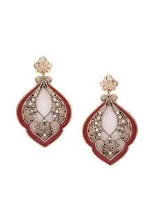 Globus Red Gold Plated Enamelled Classic Drop Earrings