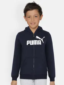 Puma Boys Navy Blue Printed Sporty Jacket