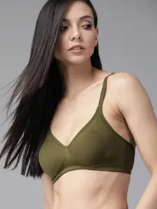 Roadster Olive Green Solid Non-Wired Non Padded Everyday Bra RDST-PAAM-BRA-018A-R14