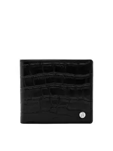 Eske Men Black Textured Leather Two Fold Wallet
