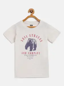 Levis Boys Off-White Typography Print Round Neck T-shirt
