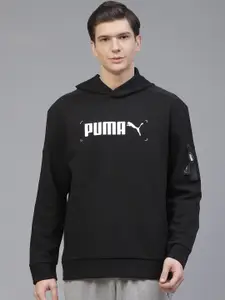 Puma Men Black NU-TILITY Brand Logo Printed Detail Hoodie Sweatshirt