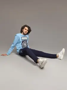 Puma Men Blue & White Printed Manchester City ftblCORE Football Sweatshirt