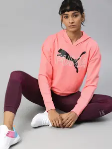 Puma Women Pink Printed Modern Sports Hooded Sweatshirt