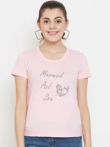Camey Women Pink Printed Round Neck T-shirt