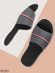FAUSTO Men Grey Solid Sliders