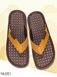 FAUSTO Men Tan Brown Comfort Sandals