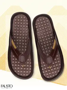 FAUSTO Men Brown & Beige Colourblocked Comfort Sandals