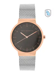 French Connection Men Black & Rose Gold Analogue Watch