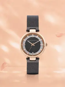 French Connection Women Black & Gold-Toned Analogue Watch