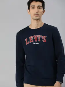 Levis Men Navy Blue Printed Sweatshirt