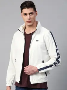 Levis Men White Solid Hooded Tailored Jacket