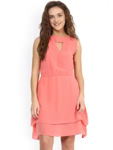 Miss Chase Coral Pink Fit & Flare Dress