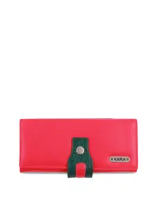 Kara Red & Olive Green Solid Leather Wallet